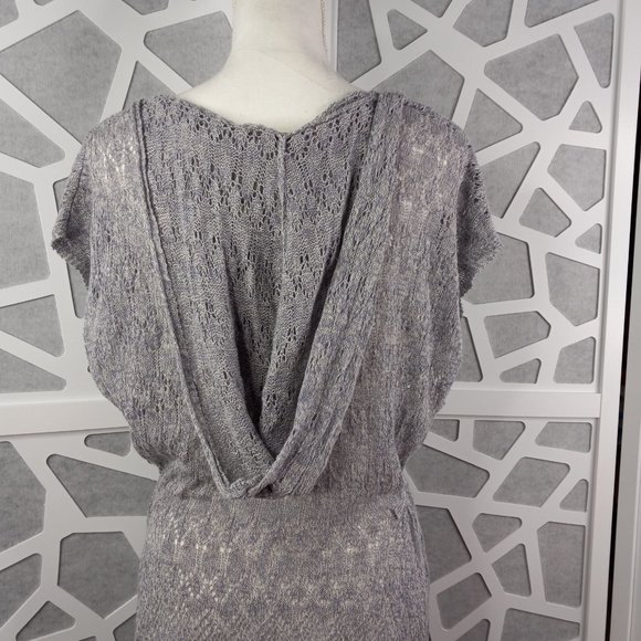 Anthropologie Moth S Pointelle Hooded Sweater Tunic Linen Blend Pullover - Picture 8 of 16